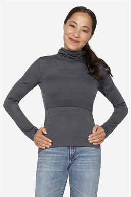Stillbluse in graue mit hohem Hals, Vorderansicht