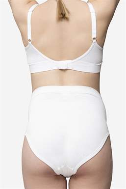 Weiche weiße Schwangerschaftsunterhose für über dem Bauch - Von hinten zu sehen