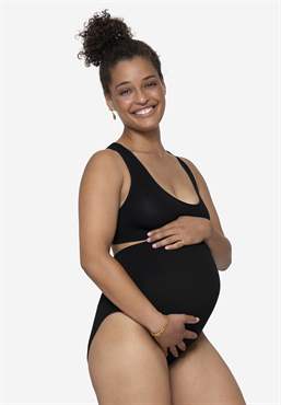 Weiche schwarze Schwangerschaftsunterhose für über dem Bauch - Aus model