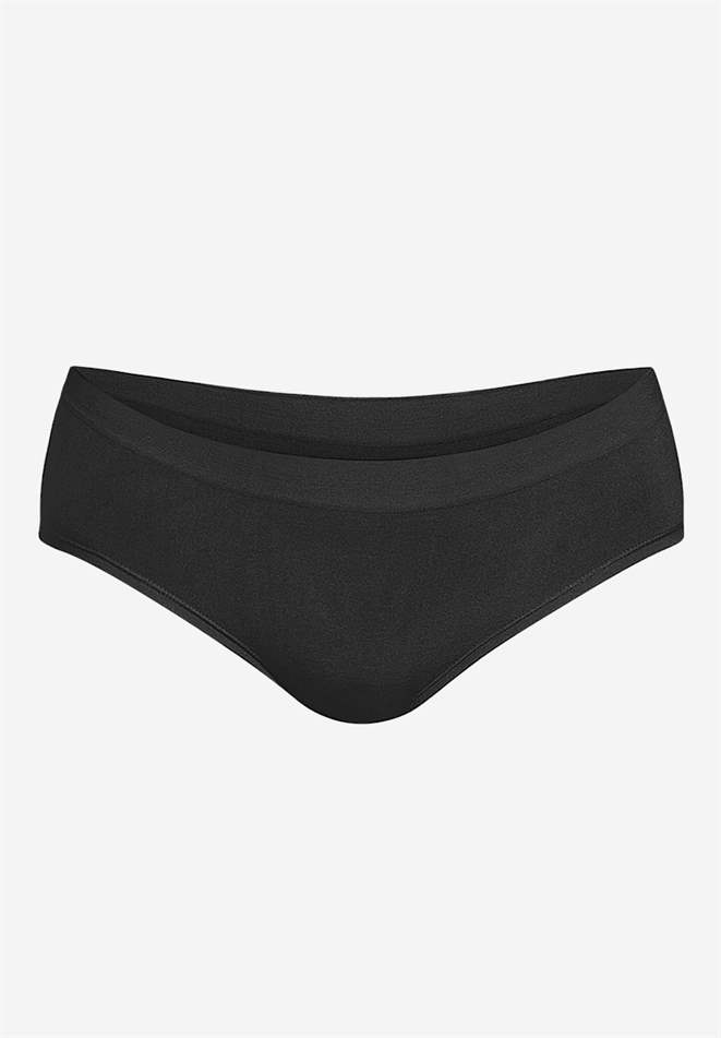 Schwarze Schwangerschaftsunterhose aus weichen Bambusfasern (aus biologischem Anbau) - Vorderansicht ohne  Körper