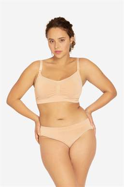 Hautfarbener Still-BH mit Klick-Verschluss aus Bambus fasern (aus biologischem Anbau) - In voller Figur zu sehen
