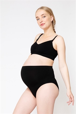 Weiche schwarze Schwangerschaftsunterhose für über dem Bauch - Schwanger