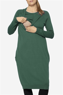 Grünes Stillkleid mit Merinowolle - Mit Stillfunktion zu sehen