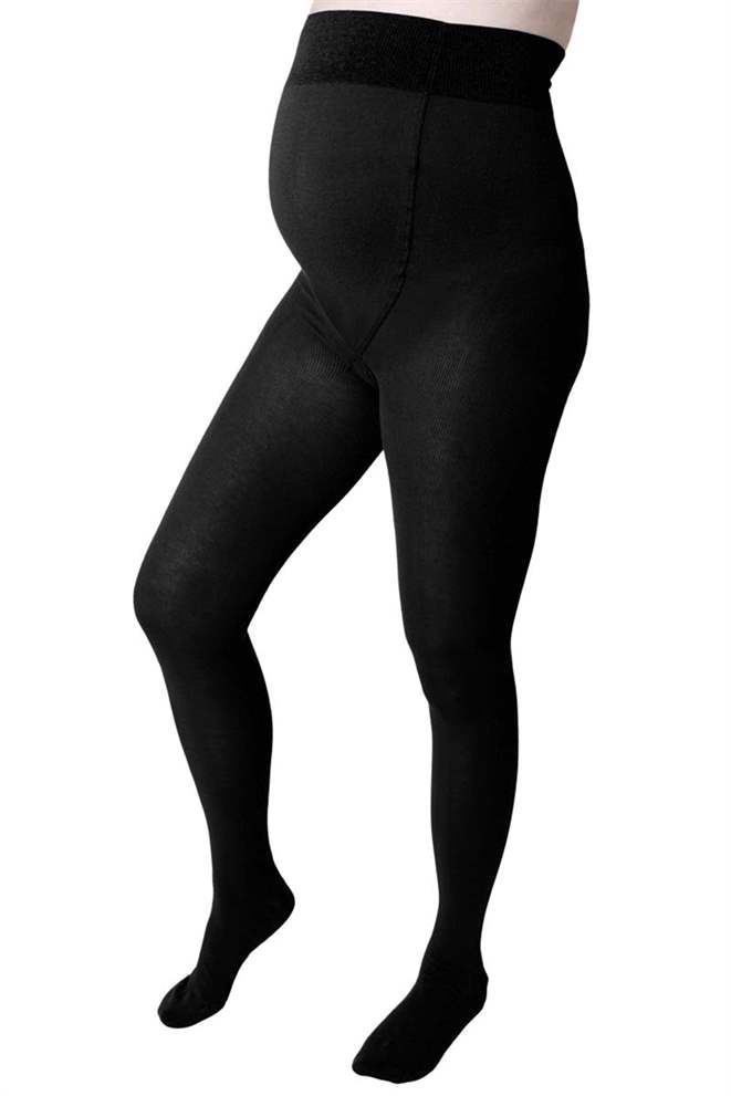 Schwarze Schwangerschafts Strumpfhose aus Merino wolle