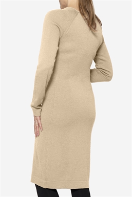 Beige Stillkleid aus Mulesing-free Merinowolle  - Von hinten zu sehen