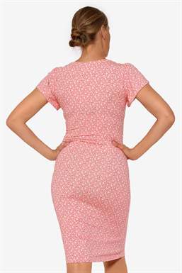 Pinkes Stillkleid mit Schmetterlings-Ärmeln aus Bio-Bambusjersey, von hinten zu sehen