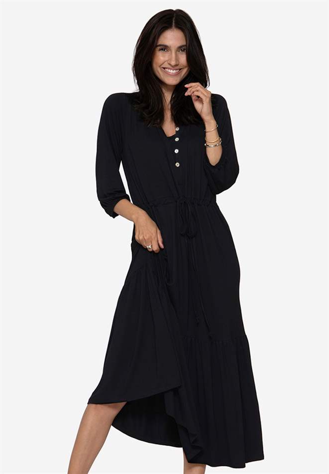 Schwarzes Boheme Stillkleid aus Bio-Bambus