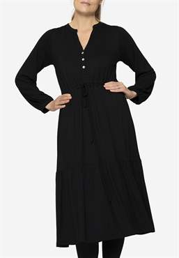 Schwarzes Boheme Stillkleid aus Bio-Bambus - Mit schwangerschaftsbauch
