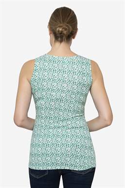 Grünes floralprint Stilltop mit Falten an der Brust aus Bambus - Von hinten zu sehen