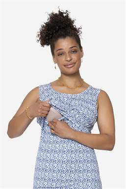 Blau floralprint Stilltop mit Falten an der Brust aus Bambus - Mit Stillfunktion zu sehen